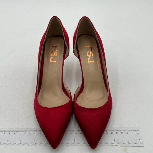 FSJ Red Stain Pointed Toe Dress Shoes D'Orsay High Heels Sexy Formal Pumps - Picture 2 of 7